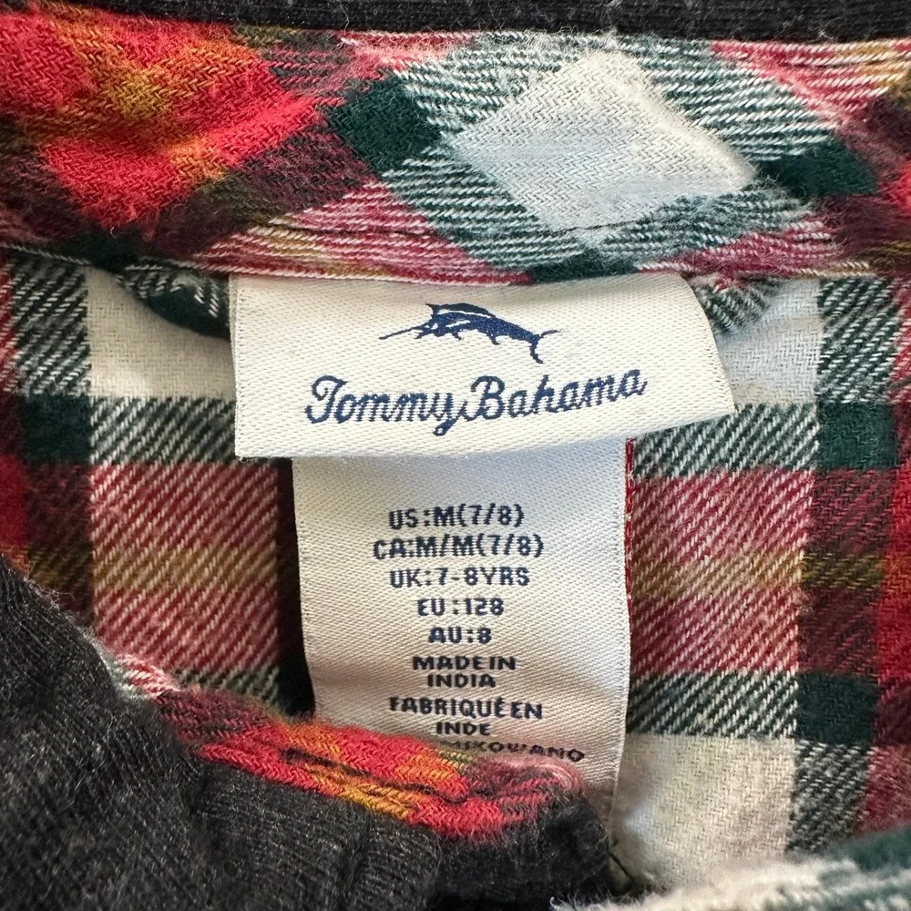 Tommy Bahama Boys Quilted Flannel Lined Shirt Jacket M 7/8 Gray Cotton Blend